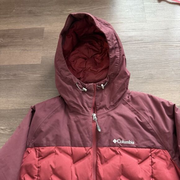 Columbia Womens Red Hooded Grand Trek II Down Jacket Size L Insulated - Picture 2 of 8